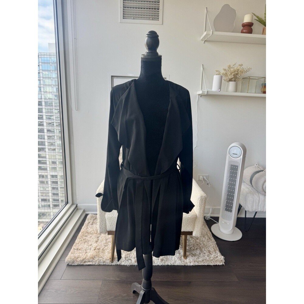 14th & Union Black Belted Open Jacket Size Medium
